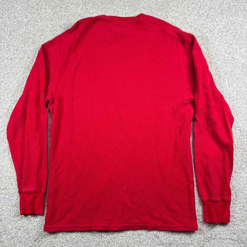 Polo Ralph Lauren Waffle Knit Thermal Men Large Red Long Sleeve Pony Logo - Picture 6 of 7